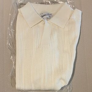 American Trench Cream Knit Polo Shirt SMALL NEW